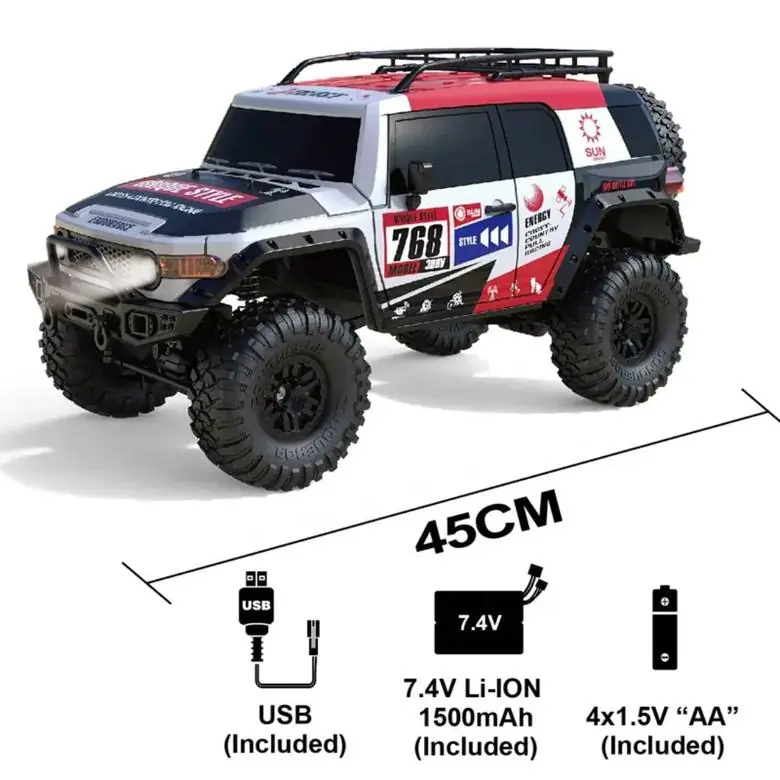 1:10 4WD RC Rock Crawler — FJ Cruiser Body, LED (RTR) — 4WD