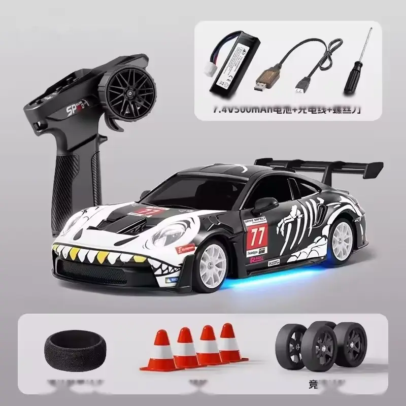 1:43 4WD Gyro RC Drift Car — 911 GT3 RS Dinosaur Edition — 4WD drift