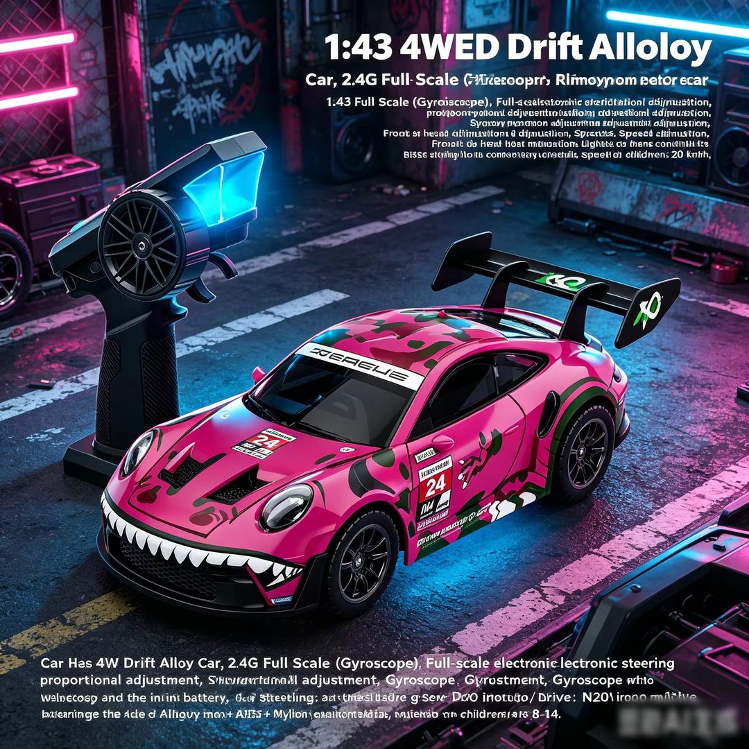 1:43 4WD Gyro RC Drift Car — 911 GT3 RS Dinosaur Edition — Dinosaur Edition