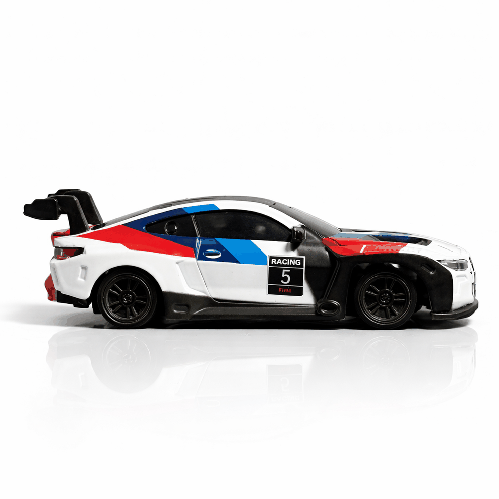 1:43 4WD Gyro RC Drift Car — BMW M4 Racing Livery (Alloy, LED) — 4WD drift