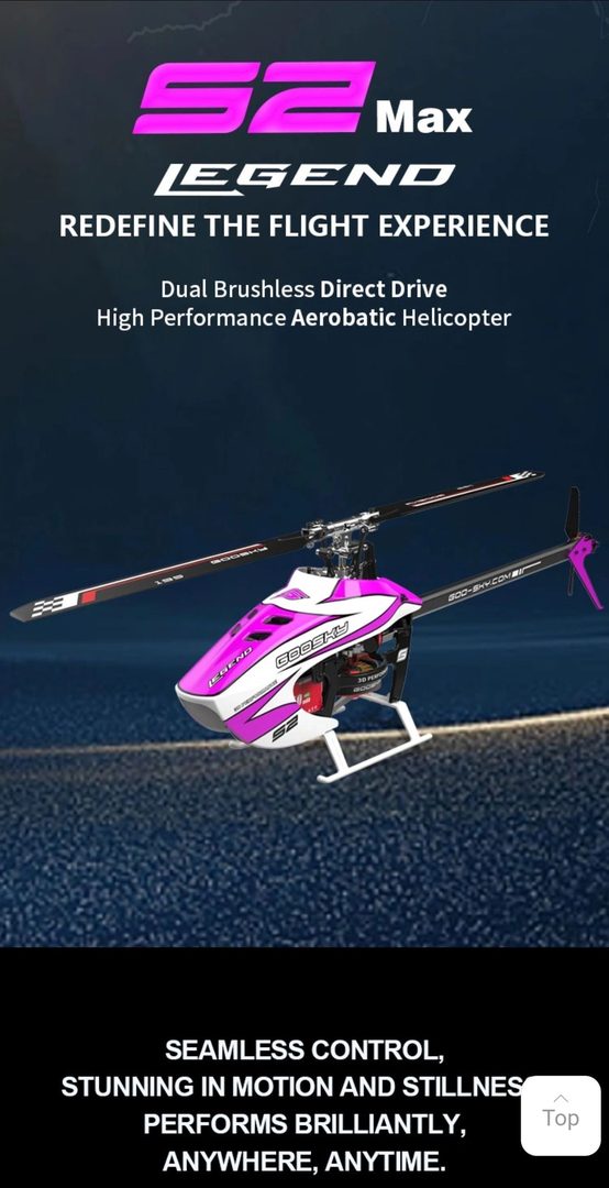 Goosky Legend S2 Max RC Helicopter — Direct-Drive Brushless 3D (RTF) — Bigger, more stable Legend S2 Max frame