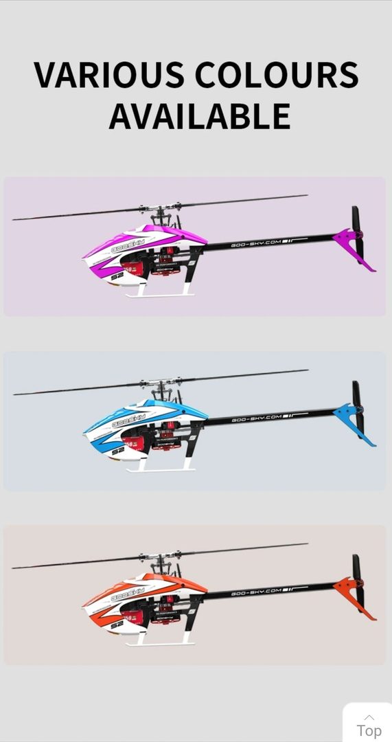 Goosky Legend S2 Max RC Helicopter — Direct-Drive Brushless 3D (RTF) — Ready to fly: transmitter, battery and charger in the box