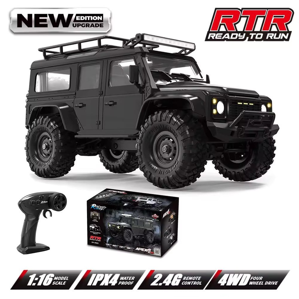 HB Toys R1607/08 1:16 Land Rover Defender 4WD RC Rock Crawler (RTR) — 280 brushed motor