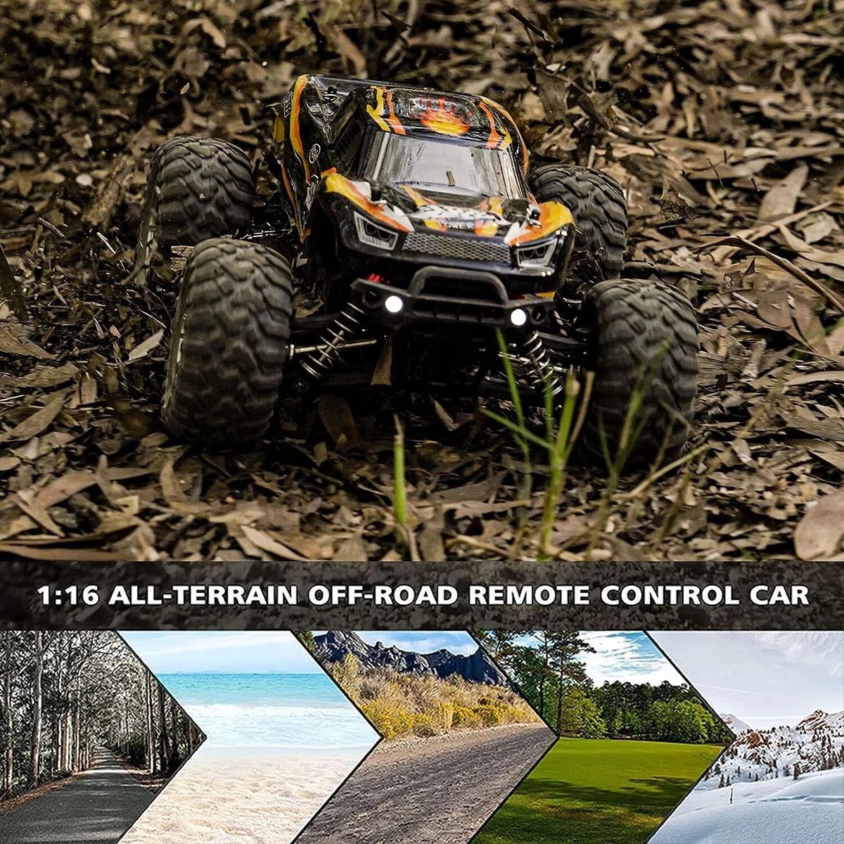 HOSHI N416 1:16 4WD RC Monster Truck — 33+ km/h, Splash-Proof (RTR) — Rubber tyres