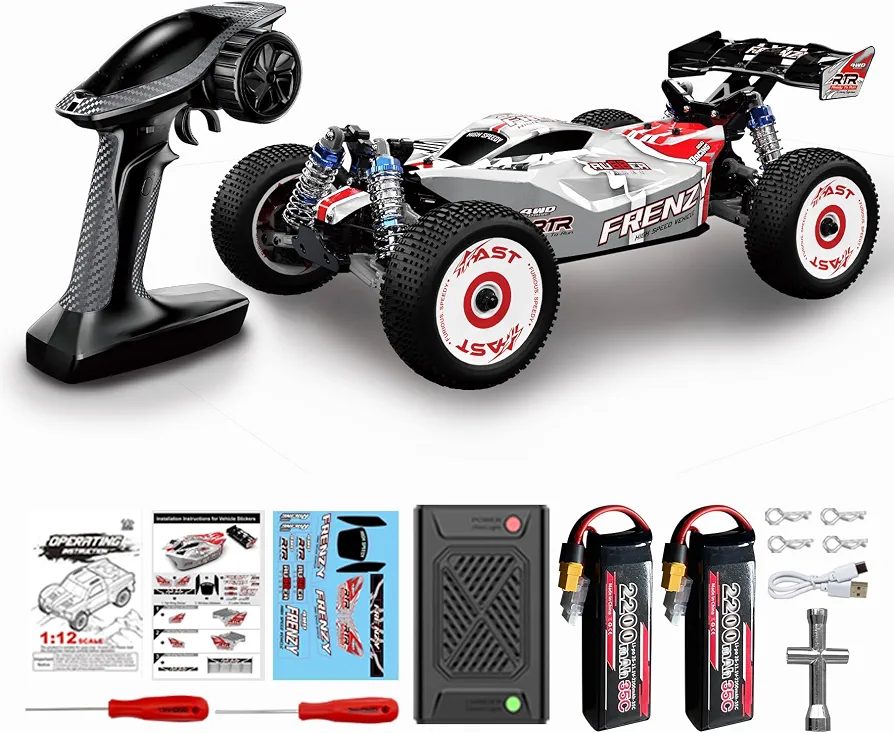 HOSHI N517C Frenzy 1:12 4WD Brushless RC Buggy — 70 km/h, Dual 3S (RTR) — USB-C balance fast-charge box