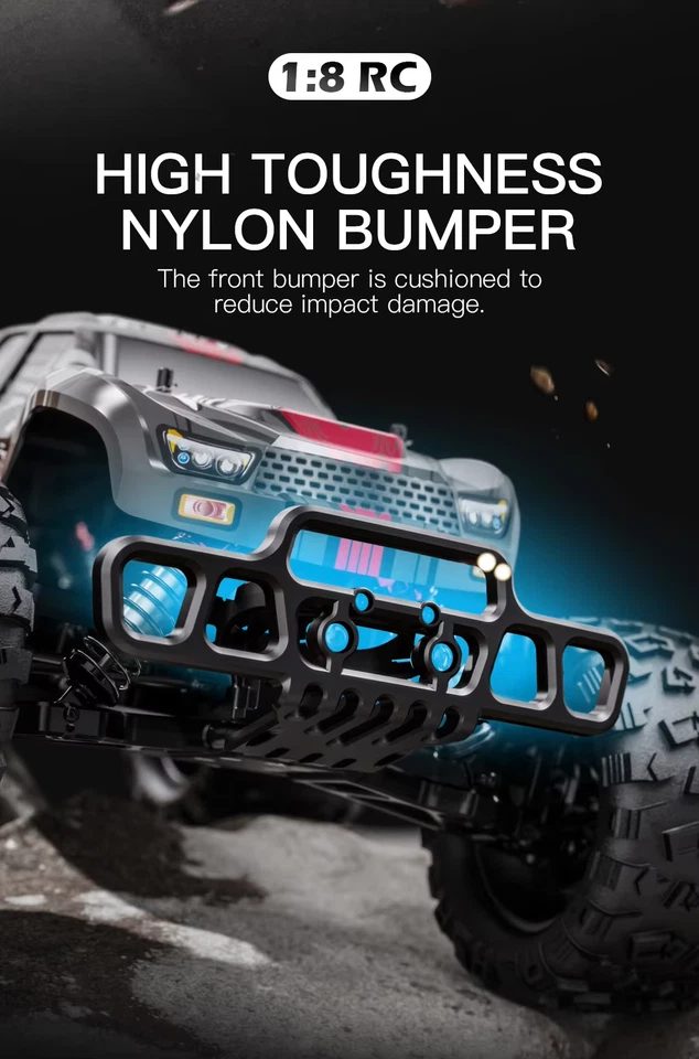 HOSHI N518 Raptor II 1:8 4WD Brushless RC Monster Truck — 100 km/h, 3670 Motor — Alloy chassis plate + second-floor deck design