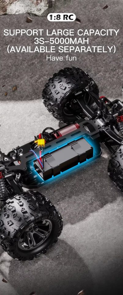 HOSHI N518 Raptor II 1:8 4WD Brushless RC Monster Truck — 100 km/h, 3670 Motor — LED headlights