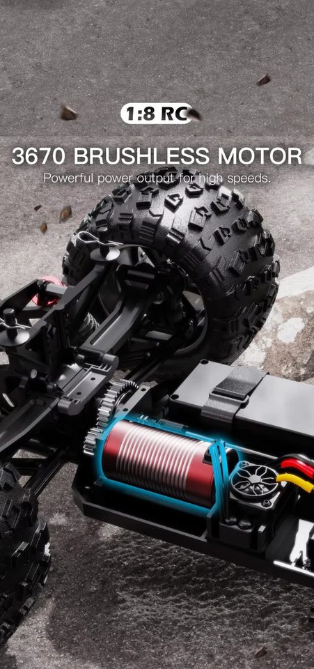 HOSHI N518 Raptor II 1:8 4WD Brushless RC Monster Truck — 100 km/h, 3670 Motor — 120A brushless ESC