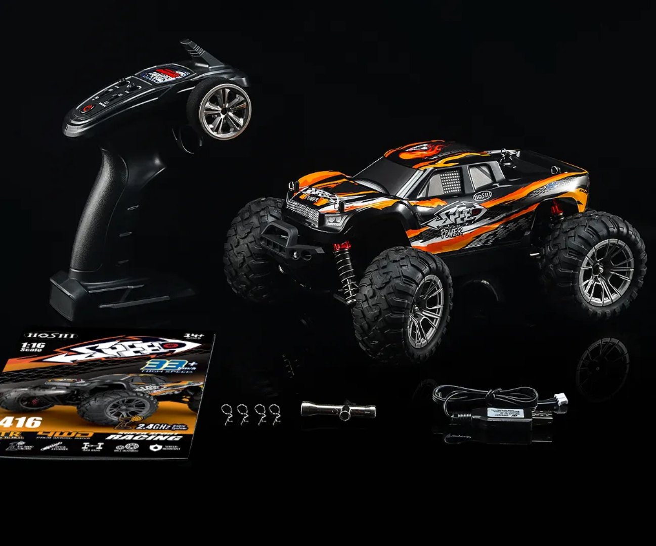 HOSHI N416 1:16 4WD RC Monster Truck — 33+ km/h, Splash-Proof (RTR)