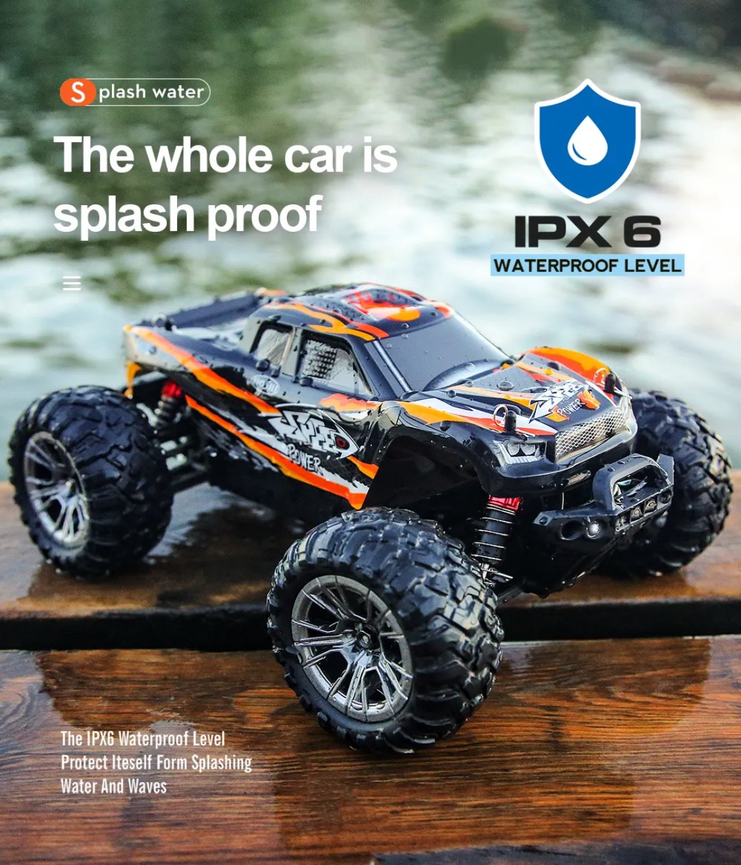 HOSHI N416 1:16 4WD RC Monster Truck — 33+ km/h, Splash-Proof (RTR) — 4WD