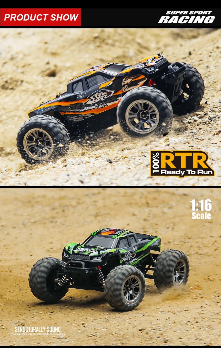HOSHI N416 1:16 4WD RC Monster Truck — 33+ km/h, Splash-Proof (RTR) — 33+ km/h