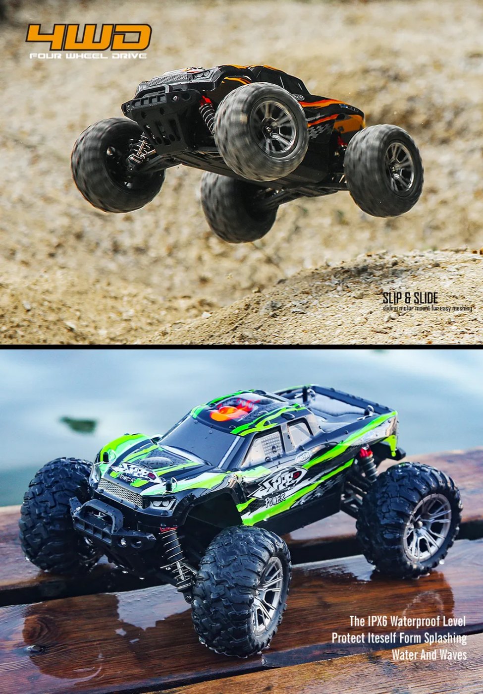 HOSHI N416 1:16 4WD RC Monster Truck — 33+ km/h, Splash-Proof (RTR) — LED headlights