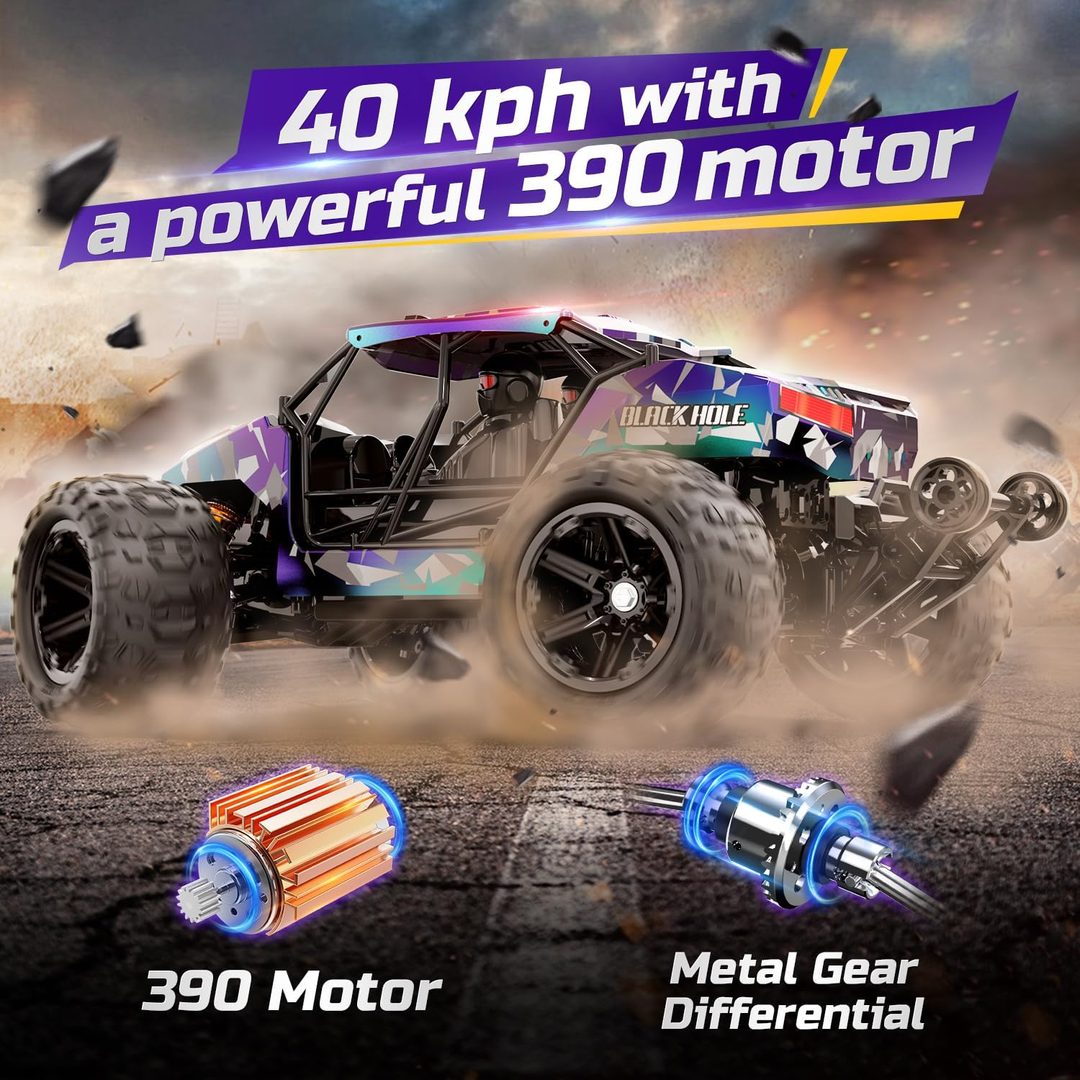 HOSPEED Black Hole 1:18 4WD RC Monster Truck — LED, IPX4 (RTR) — 1:18 scale 4WD monster truck with cage-style body