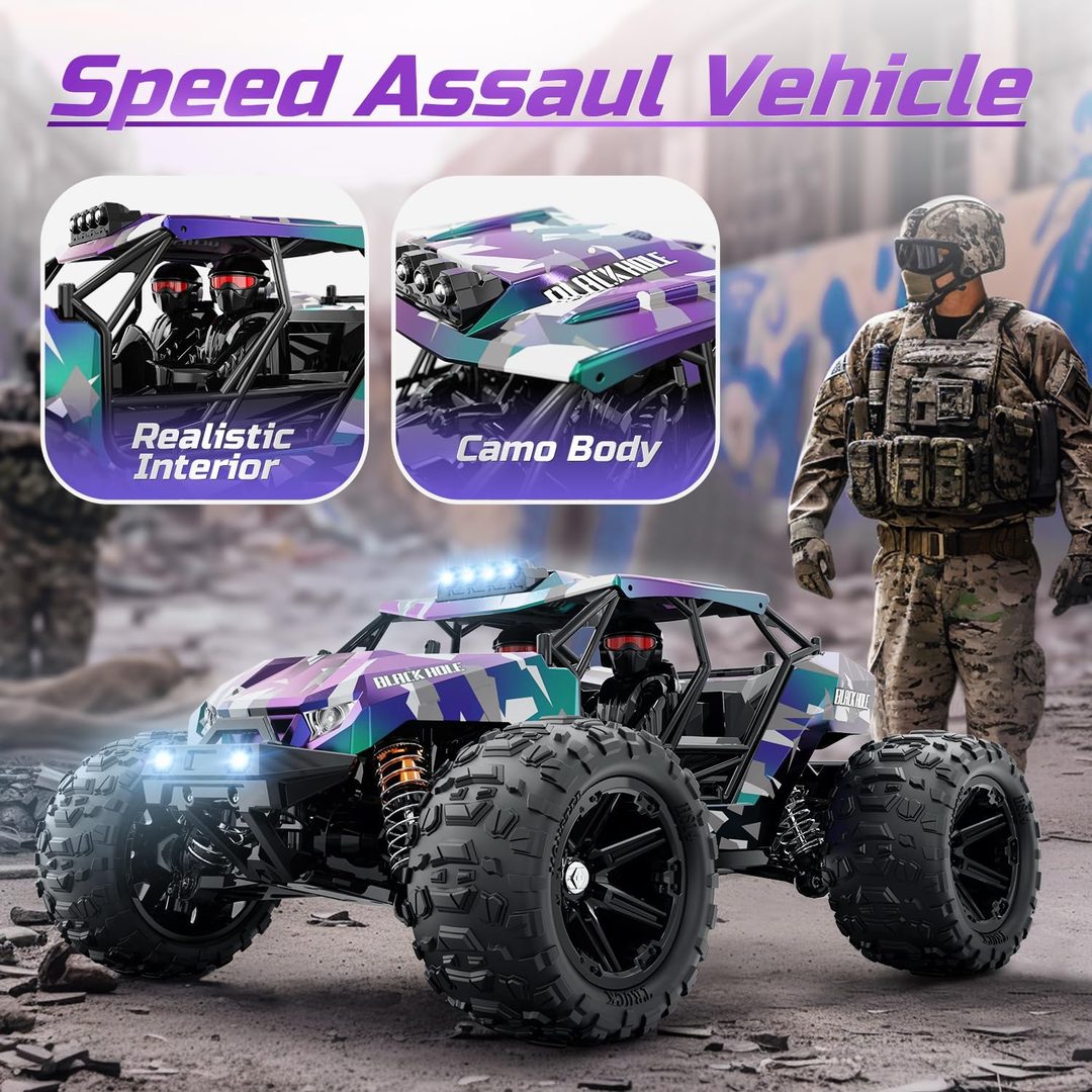 HOSPEED Black Hole 1:18 4WD RC Monster Truck — LED, IPX4 (RTR) — 390 high-speed brushed motor