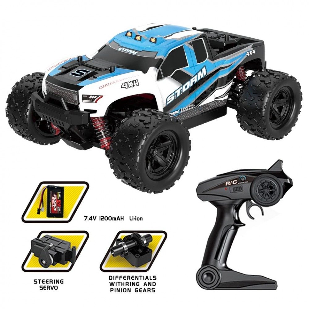 HOSPEED Storm HS18301 1:18 4WD RC Monster Truck — 36 km/h, LED (RTR) — 1:18 scale 4WD monster truck
