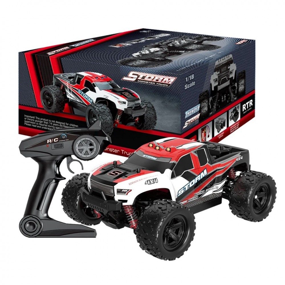 HOSPEED Storm HS18301 1:18 4WD RC Monster Truck — 36 km/h, LED (RTR) — High-speed brushed motor — up to 36 km/h