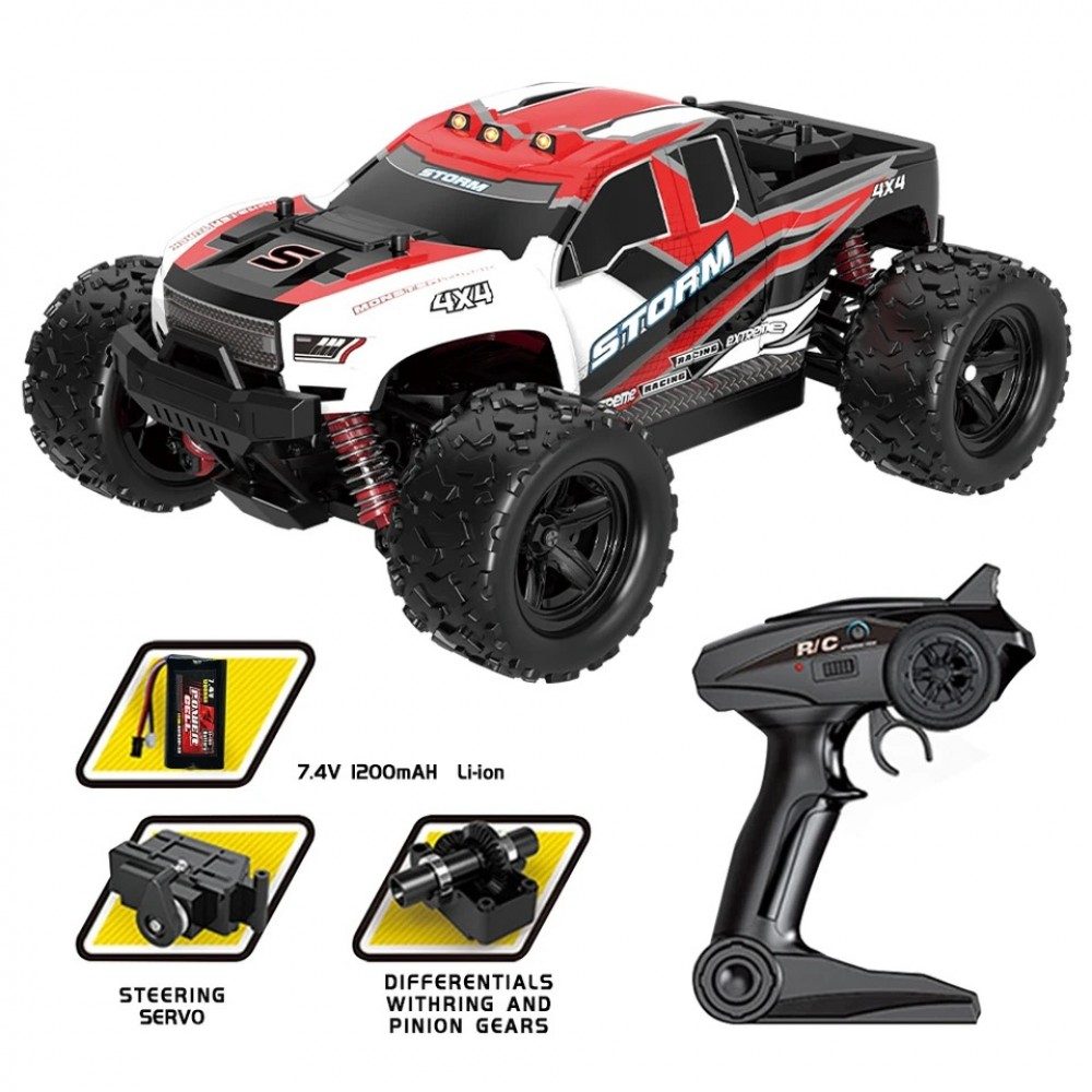 HOSPEED Storm HS18301 1:18 4WD RC Monster Truck — 36 km/h, LED (RTR) — Full-proportional 2.4GHz throttle and steering