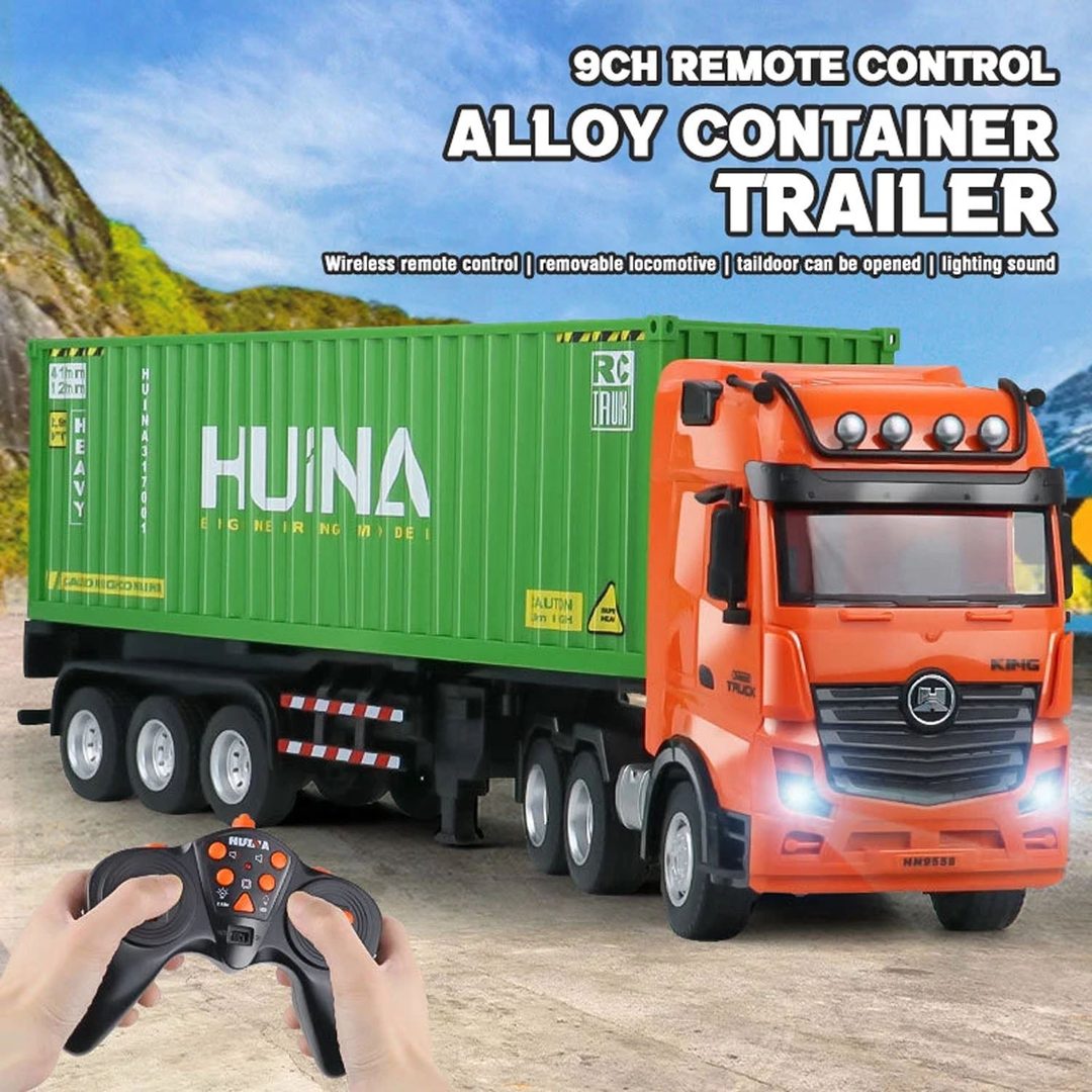 Huina 1317 1:18 RC Container Truck — Detachable Trailer (RTR) — Full drive and steering control