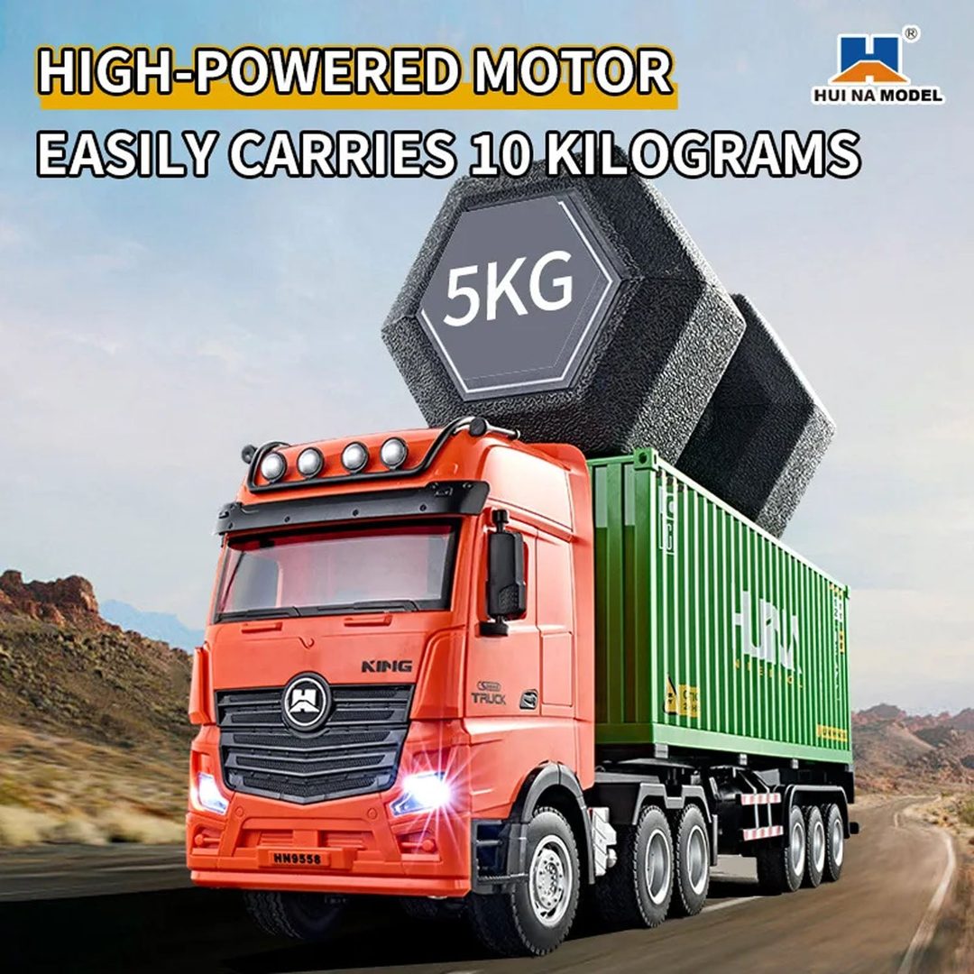 Huina 1317 1:18 RC Container Truck — Detachable Trailer (RTR) — USB charging