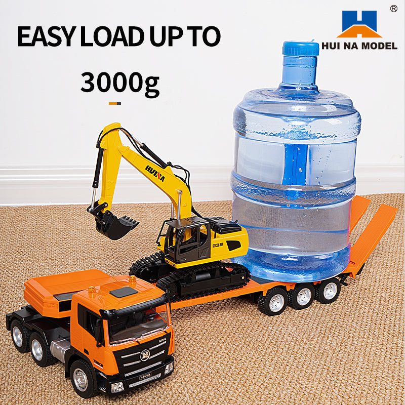 Huina 1319 1:18 RC Heavy Transporter + Excavator Set (RTR) — Two machines in one set