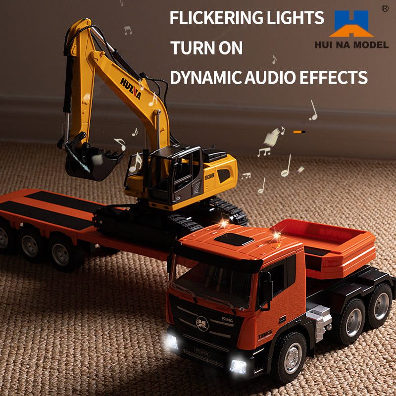 Huina 1319 1:18 RC Heavy Transporter + Excavator Set (RTR) — Includes excavator to load and haul
