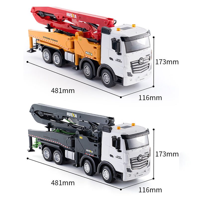 Huina 1381 1:18 RC Concrete Pump Truck — 11CH, Three-Section Folding Boom — Three-section folding boom