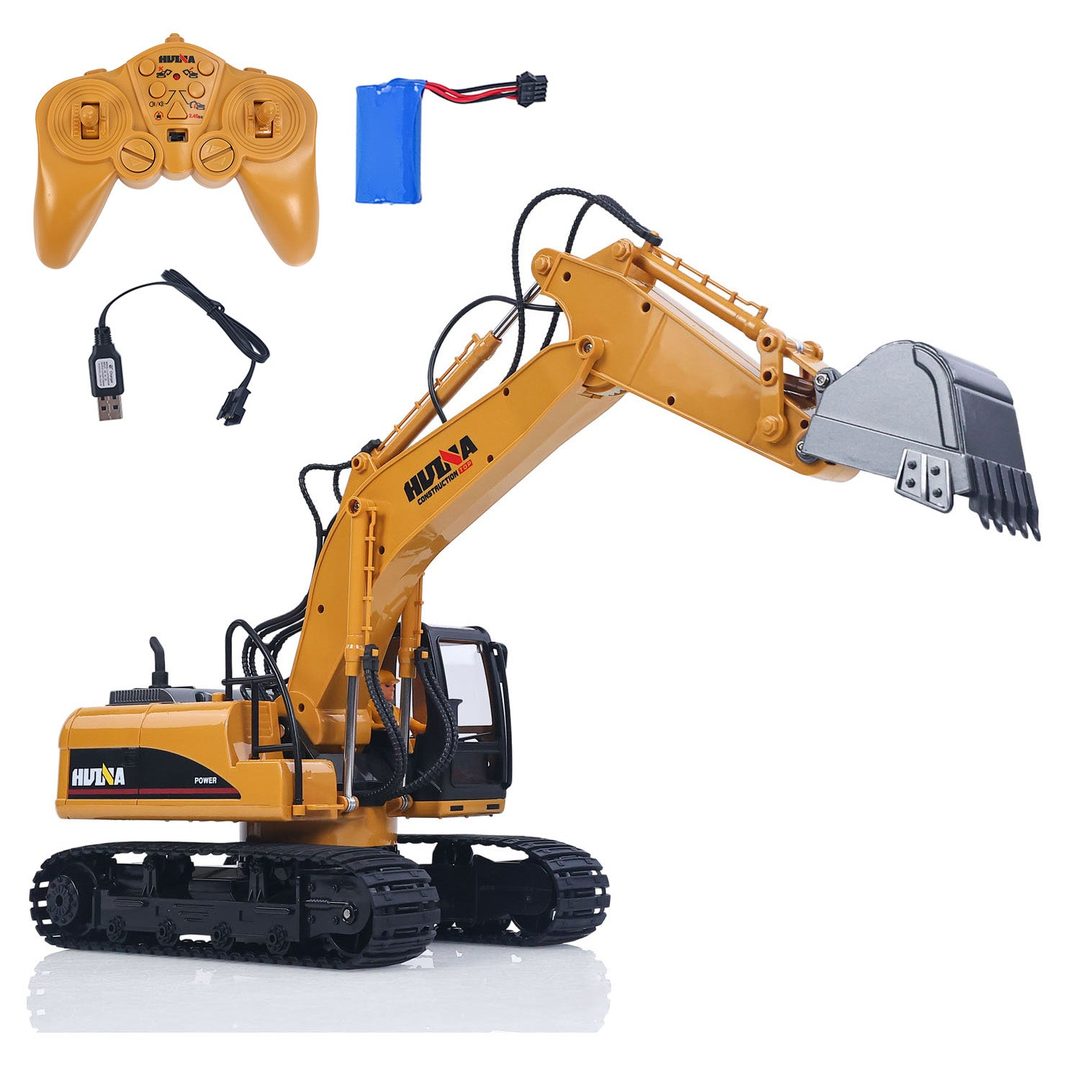 Huina 1535 1:14 RC Excavator — 15 Functions, Lights & Sound (RTR) — Big 1:14 scale excavator