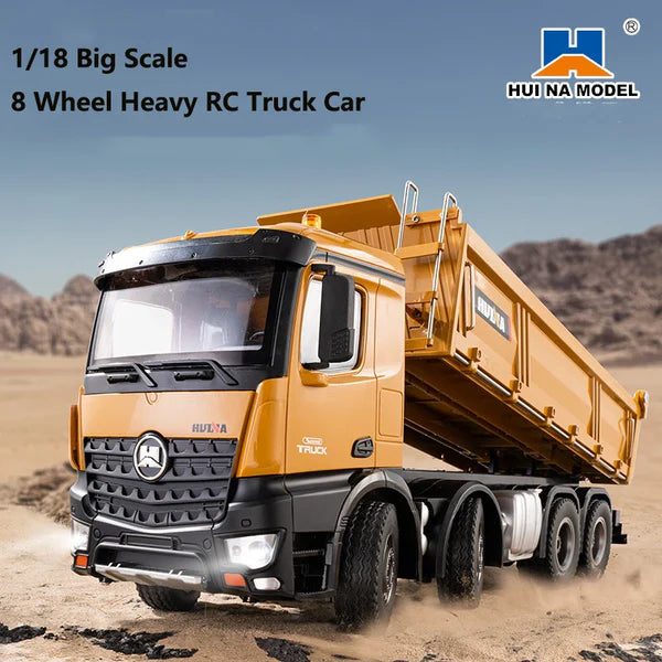 Huina 1536 1:14 RC Dump Truck — 8x4 Heavy Hauler, Full-Function Radio — 8-wheel chassis