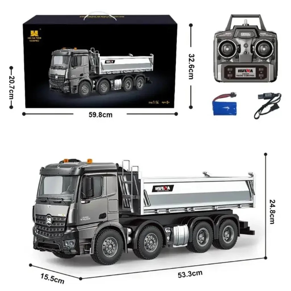 HuiNa 1536 Pro 1:14 13-CH Alloy 8×8 RC Dump Truck — Alloy