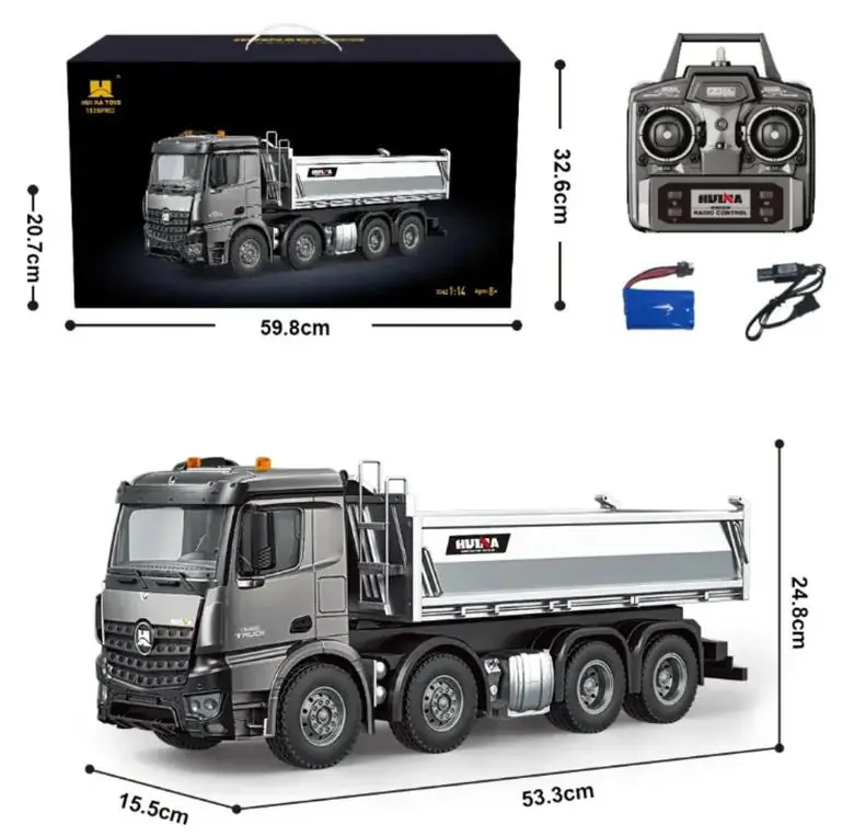 HuiNa 1536 Pro 1:14 13-CH Alloy 8×8 RC Dump Truck — Alloy