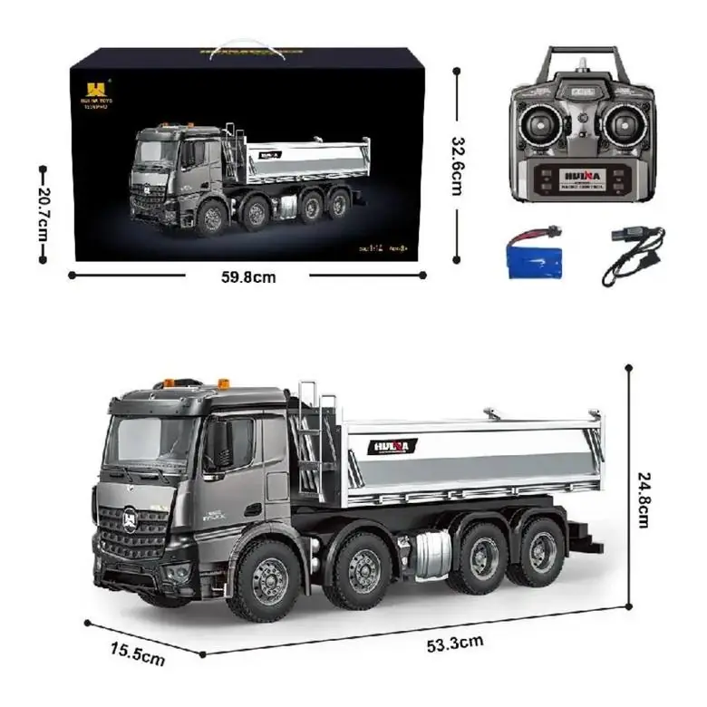 HuiNa 1536 Pro 1:14 13-CH Alloy 8×8 RC Dump Truck — 1:14