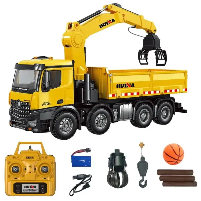 HuiNa 1538 1:14 26-CH Alloy 8×8 RC Grabber Dump Truck — Alloy