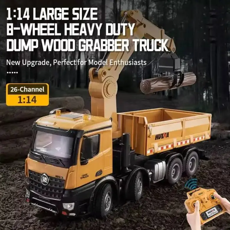 HuiNa 1538 1:14 26-CH Alloy 8×8 RC Grabber Dump Truck — 26-CH Alloy