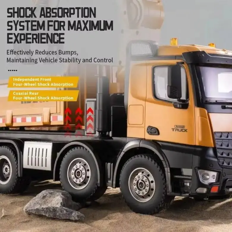 HuiNa 1538 1:14 26-CH Alloy 8×8 RC Grabber Dump Truck — 1:14
