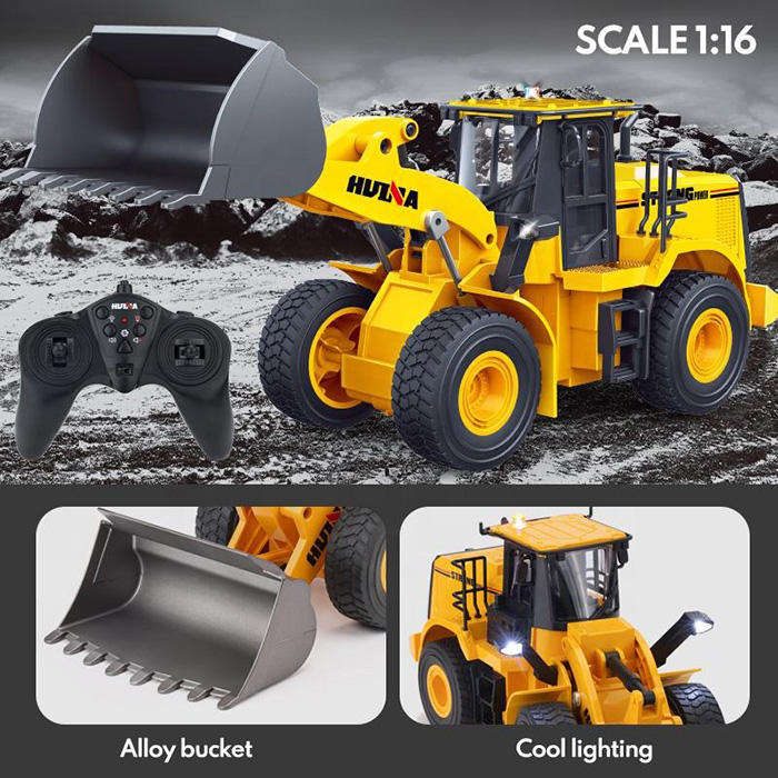 Huina 1552 1:16 RC Wheel Loader — 11-Channel, Lights (RTR) — Working lights