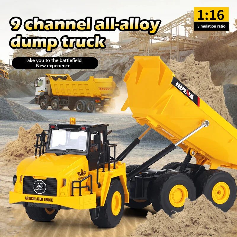 Huina 1553 1:16 RC Articulated Dump Truck — 9 Channel Alloy — 1:16 scale