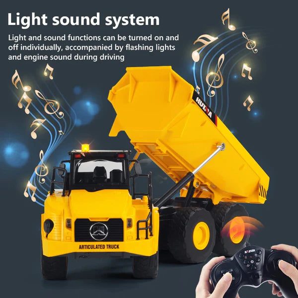 Huina 1553 1:16 RC Articulated Dump Truck — 9 Channel Alloy — Functional dump bed