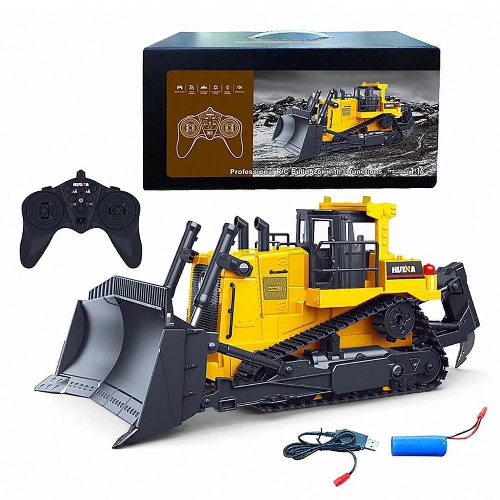 Huina 1554 RC Bulldozer — 11 Function 1:16 Construction Model