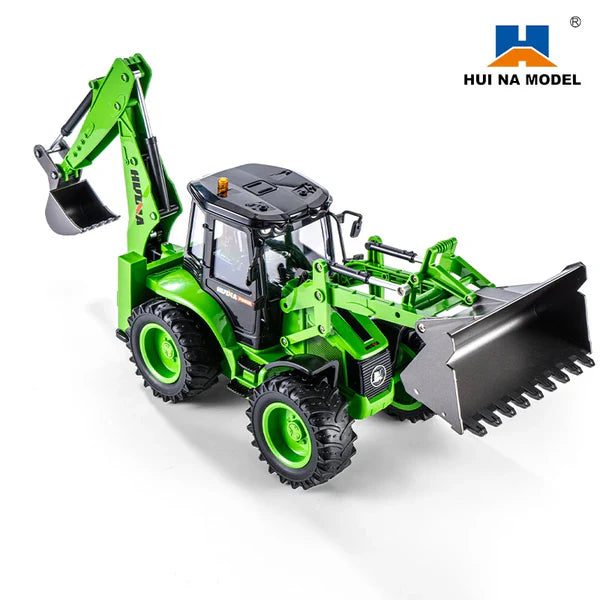 Huina 1579 1:14 RC Backhoe Loader — 9CH, RC Front Shovel + Manual Rear Arm