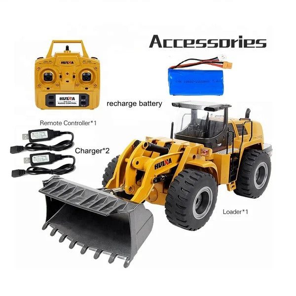Huina 1583 1:14 RC Metal Wheel Loader — 22 Function Alloy Bucket — 2.4GHz