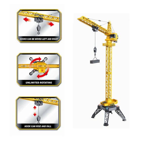 Huina 1585 1:14 RC Alloy Tower Crane — 12 Channel, 120cm Tall — 120cm tall