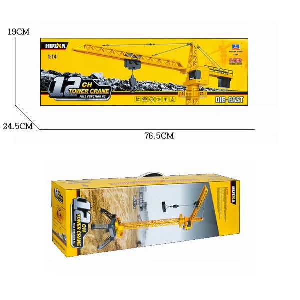 Huina 1585 1:14 RC Alloy Tower Crane — 12 Channel, 120cm Tall — Alloy and ABS