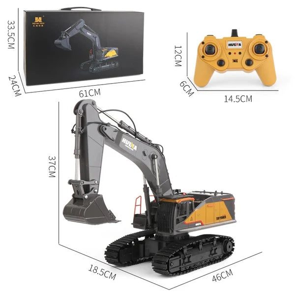 Huina 1592 1:14 RC Excavator — 22 Channel, 680° Rotation, Alloy Bucket — 1:14 scale