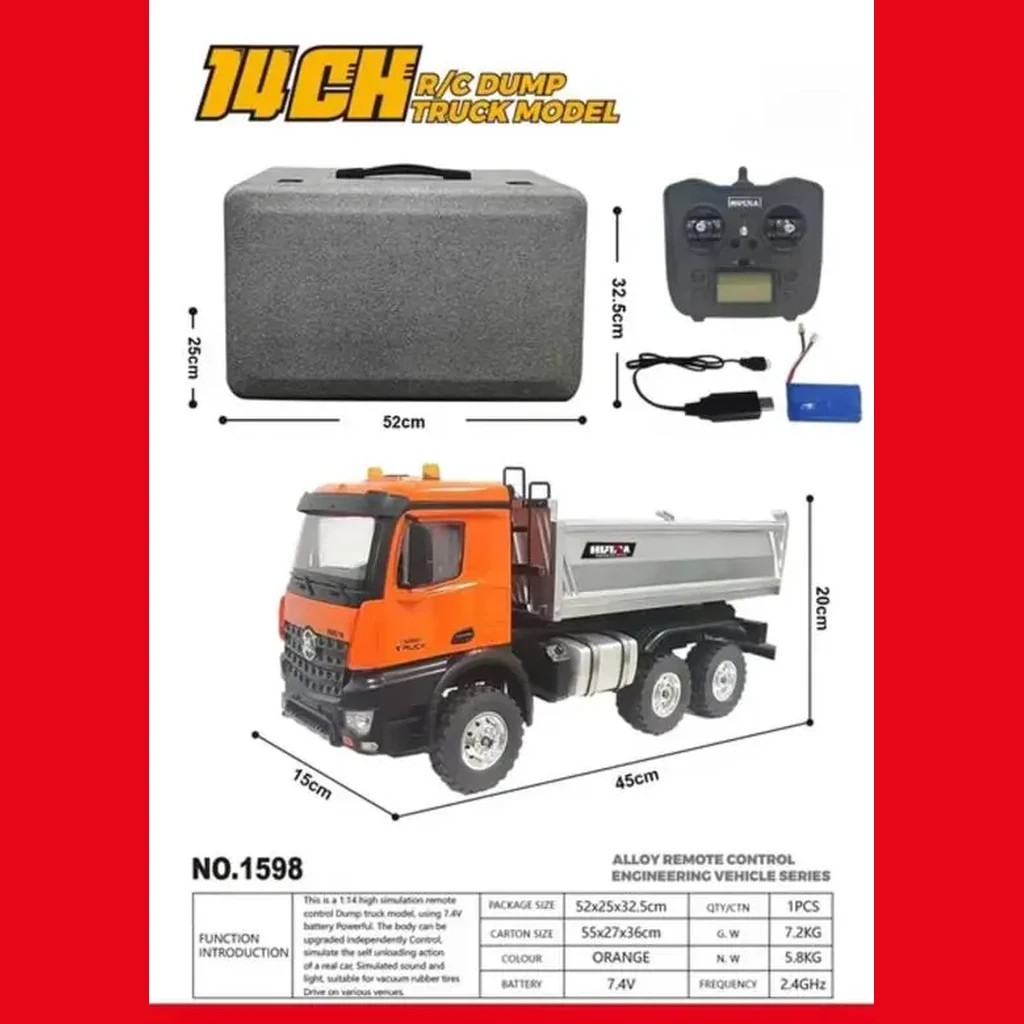 HuiNa 1598 1:14 14-CH Alloy 8×8 RC Dump Truck