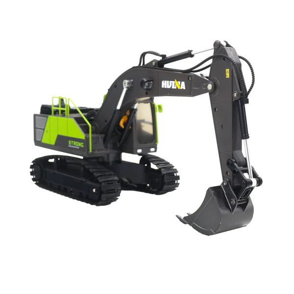 Huina 1661 1:18 RC Excavator — 680° Rotation, Rubber Tracks, LED + Sound