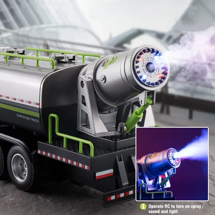 Huina 616 1:18 RC Sprinkler Truck — Real Water Spray, LED (RTR) — Rechargeable battery — ~30 min play