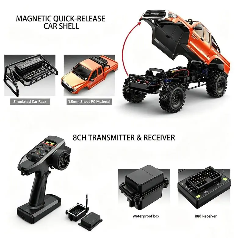 MJX Hyper Go H8E 1:8 4WD FOC Brushless 3S RC Truck (RTR) — 4WD Brushless 3S