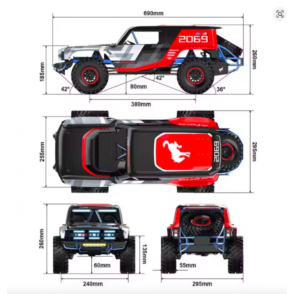 MJX Hyper Go H8P 1:8 Ford Bronco Baja — FOC Brushless RC Truck (In Stock, RTR) — Metal portal axles front and rear