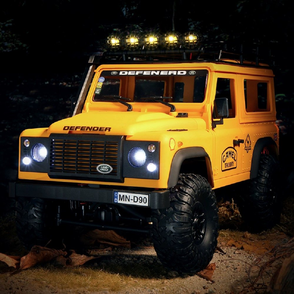 MN Model MN98 1:12 Defender 4WD RC Rock Crawler with Roof Lights (RTR) — Full lighting set