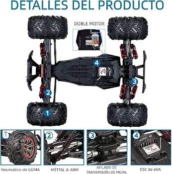 HOSHI N516 1:10 4WD RC Monster Truck — 46+ km/h, Dual Motor, IPX6 (RTR) — 46+ km/h